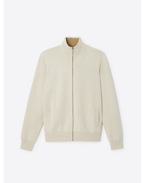 Gilet col montant en Coton & Cachemire ivoire