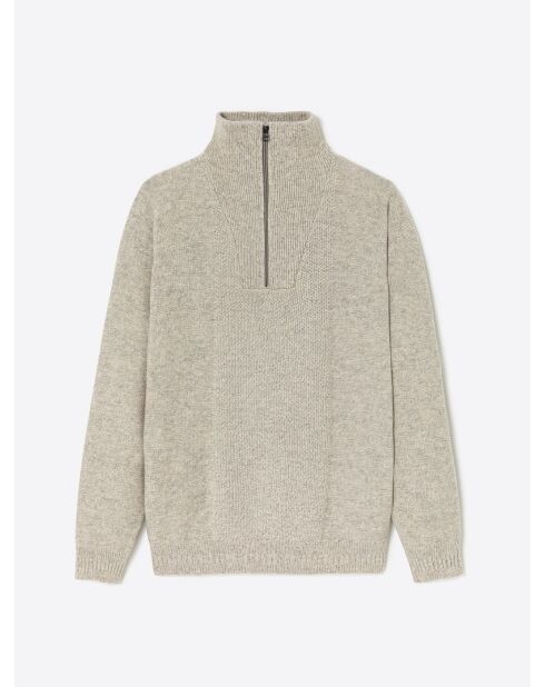 Pull col camionneur en Laine & Coton grège