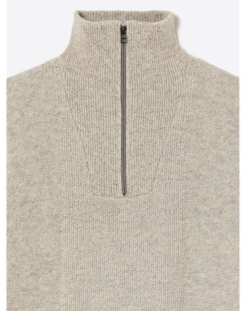 Pull col camionneur en Laine & Coton grège
