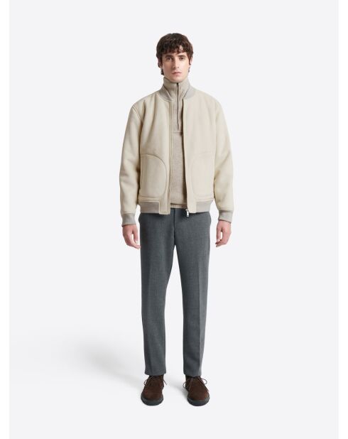 Pull col camionneur en Laine & Coton grège