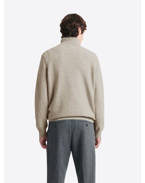 Pull col camionneur en Laine & Coton grège
