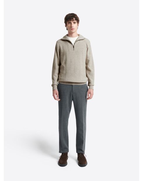 Pull col camionneur en Laine & Coton grège