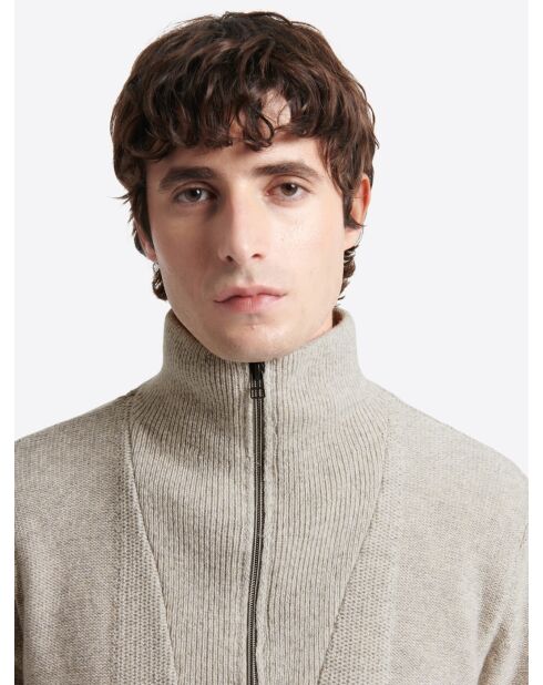 Pull col camionneur en Laine & Coton grège