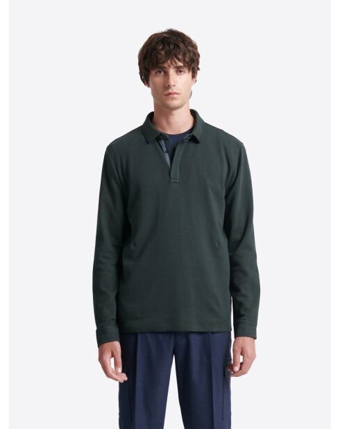 Polo manches longues 100% Coton vert profond