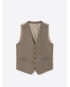 Gilet de costume regular en tweed chiné taupe
