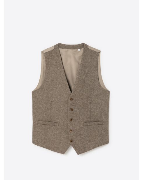 Gilet de costume regular en tweed chiné taupe