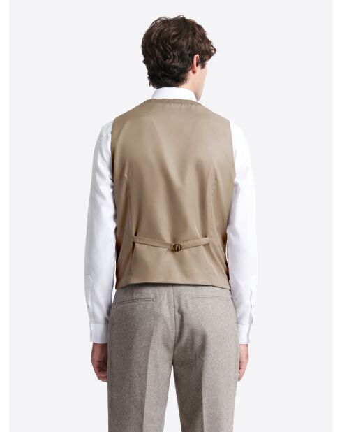 Gilet de costume regular en tweed chiné taupe
