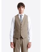 Gilet de costume regular en tweed chiné taupe