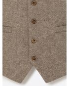 Gilet de costume regular en tweed chiné taupe