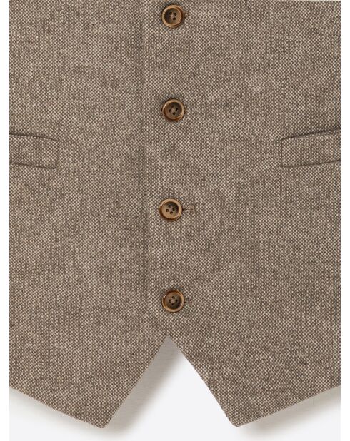 Gilet de costume regular en tweed chiné taupe