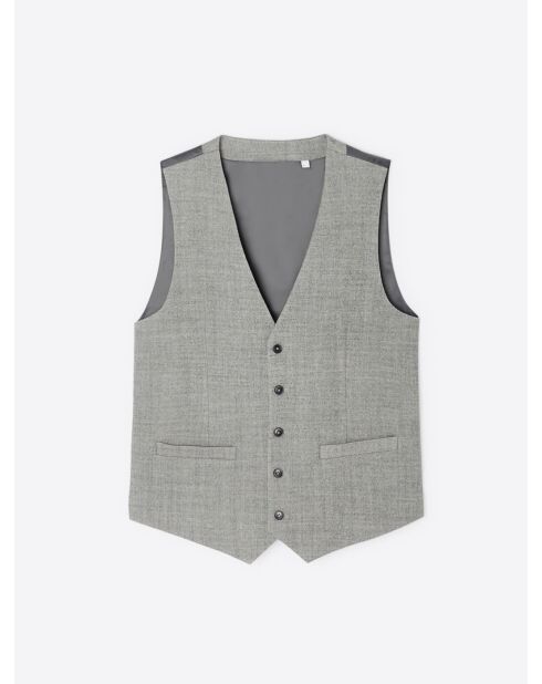 Gilet de costume chiné en Laine mélangée gris souris