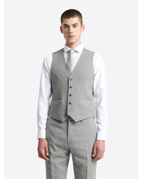 Gilet de costume chiné en Laine mélangée gris souris