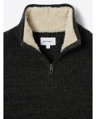 Pull à col cheminée en Laine d'agneau mélangée kaki cosy