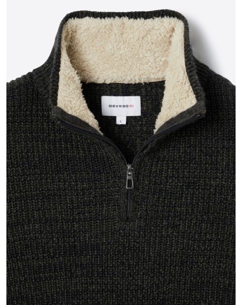 Pull à col cheminée en Laine d'agneau mélangée kaki cosy