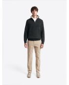 Pull à col cheminée en Laine d'agneau mélangée kaki cosy