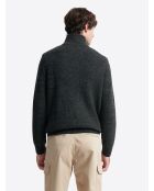 Pull à col cheminée en Laine d'agneau mélangée kaki cosy