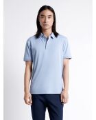 Polo manches courtes faux-uni en coton bleu ciel