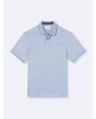 Polo manches courtes faux-uni en coton bleu ciel
