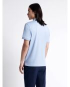 Polo manches courtes faux-uni en coton bleu ciel