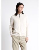 Cardigan col montant zippé 100% coton blanc cassé