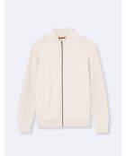 Cardigan col montant zippé 100% coton blanc cassé