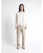 Cardigan col montant zippé 100% coton blanc cassé