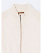 Cardigan col montant zippé 100% coton blanc cassé
