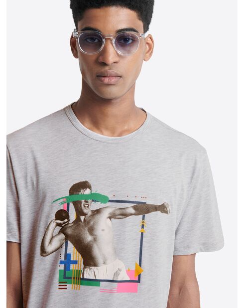 T-shirt col rond capsule Double Jeux gris chiné moyen