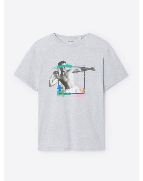 T-shirt col rond capsule Double Jeux gris chiné moyen