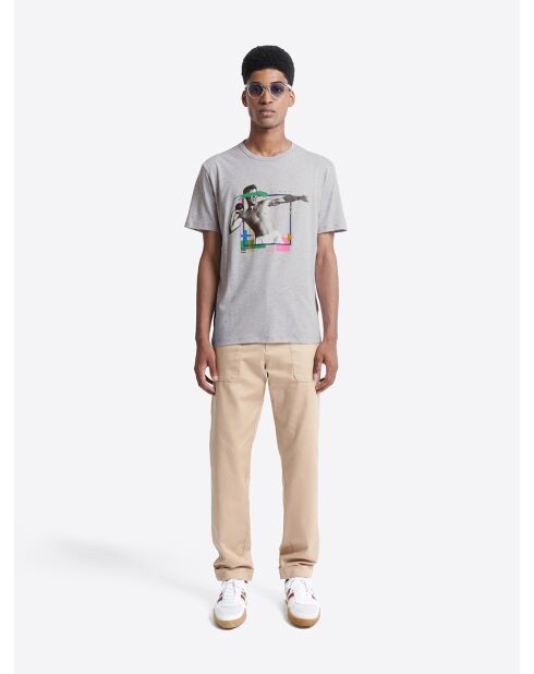 T-shirt col rond capsule Double Jeux gris chiné moyen