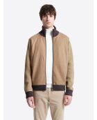 Cardigan à col zippé en coton mélangée écru 2