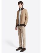 Cardigan à col zippé en coton mélangée écru 2