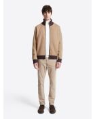 Cardigan à col zippé en coton mélangée écru 2