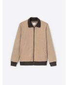 Cardigan à col zippé en coton mélangée écru 2