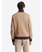 Cardigan à col zippé en coton mélangée écru 2