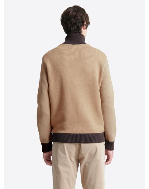 Cardigan à col zippé en coton mélangée écru 2