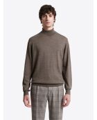 Pull à col roulé 100% Laine mérinos marronnier
