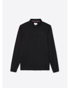 Polo manches longues en jacquard noir