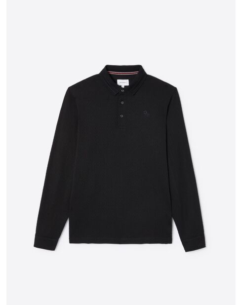 Polo manches longues en jacquard noir