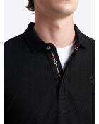Polo manches longues en jacquard noir