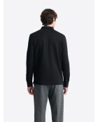 Polo manches longues en jacquard noir