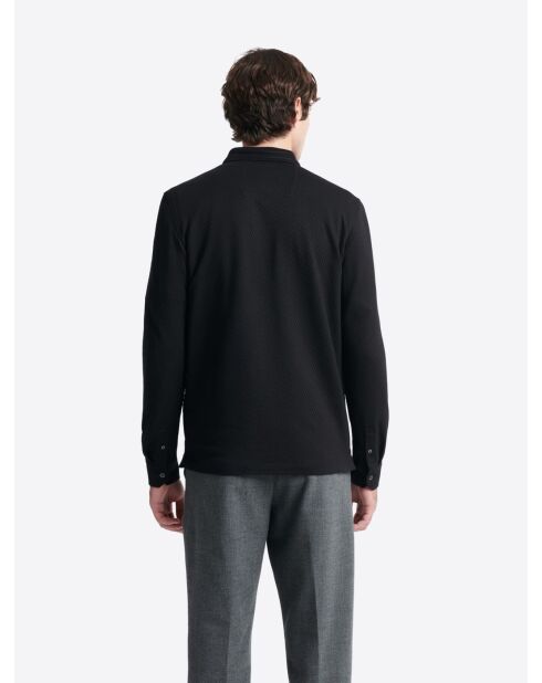 Polo manches longues en jacquard noir