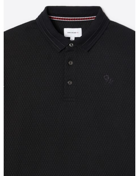 Polo manches longues en jacquard noir