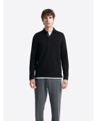 Polo manches longues en jacquard noir