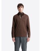 Polo manches longues chiné marron 3