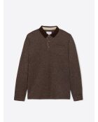 Polo manches longues chiné marron 3