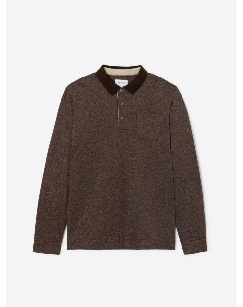 Polo manches longues chiné marron 3
