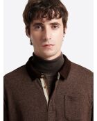Polo manches longues chiné marron 3