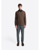 Polo manches longues chiné marron 3
