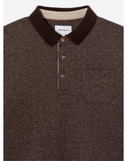 Polo manches longues chiné marron 3